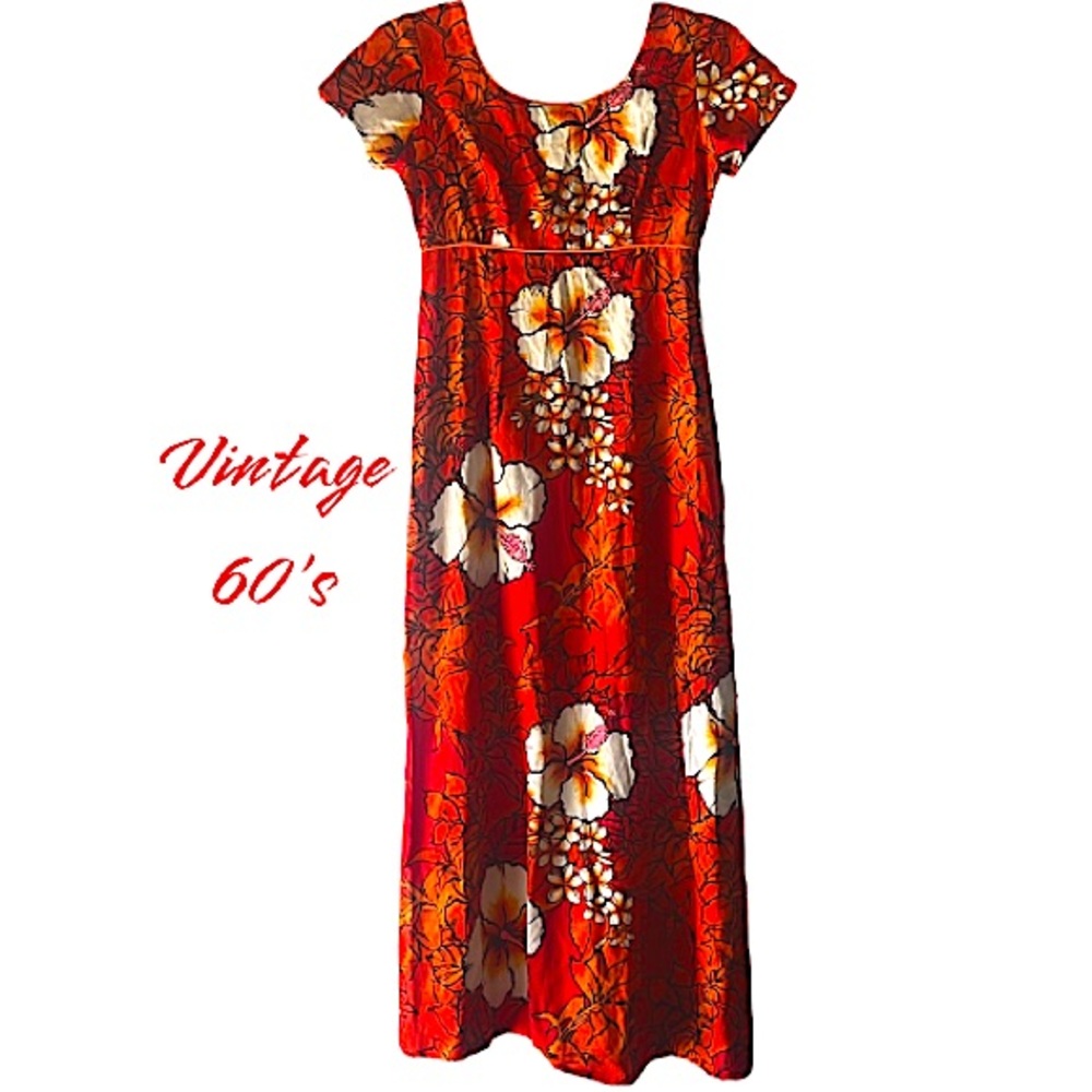 Diane's Of Honolulu Vintage Late 60's Hawaiian Maxi Floral Dress Size 12
